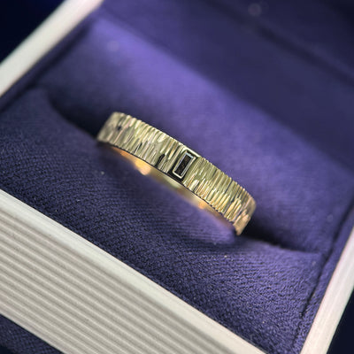 Black-rhodium-finish 14k White Gold with 14k Rose Gold inside Inlay Custom Band, size 10.5