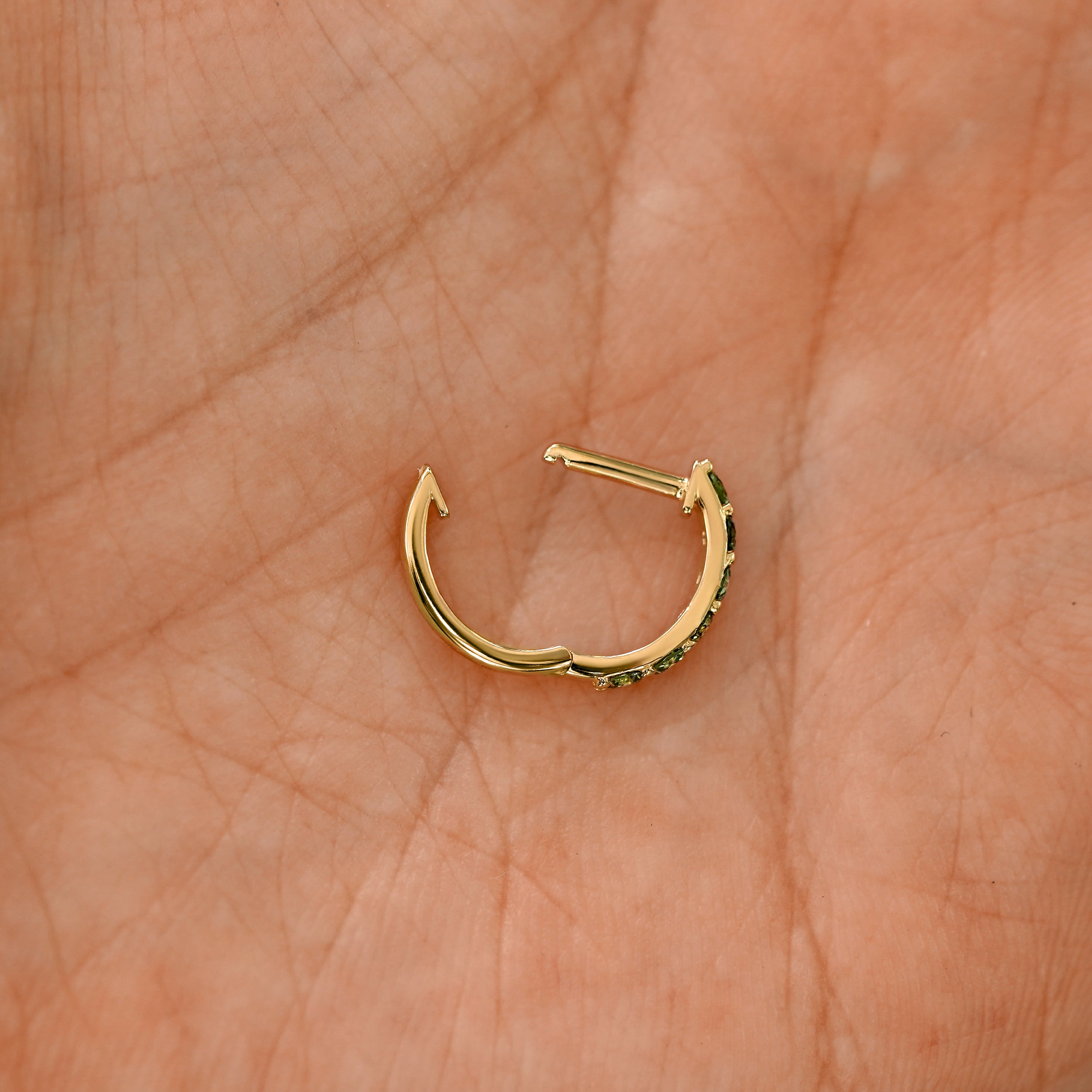 Automic Gold Light Green Lab Diamond Huggie Hoop | Fine Jewelry