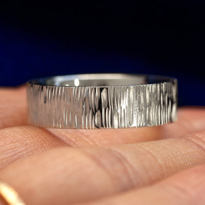 Sterling Silver 6mm Wood Industrial Custom Band with custom engraving inside, size 8.5