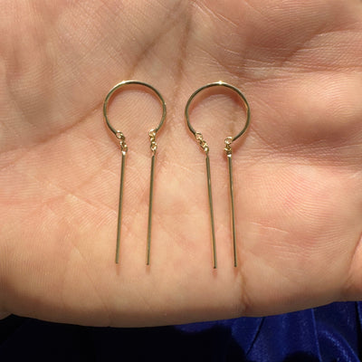 14k Yellow Gold 20 Gauge Threader Chime Custom Earrings, Pair