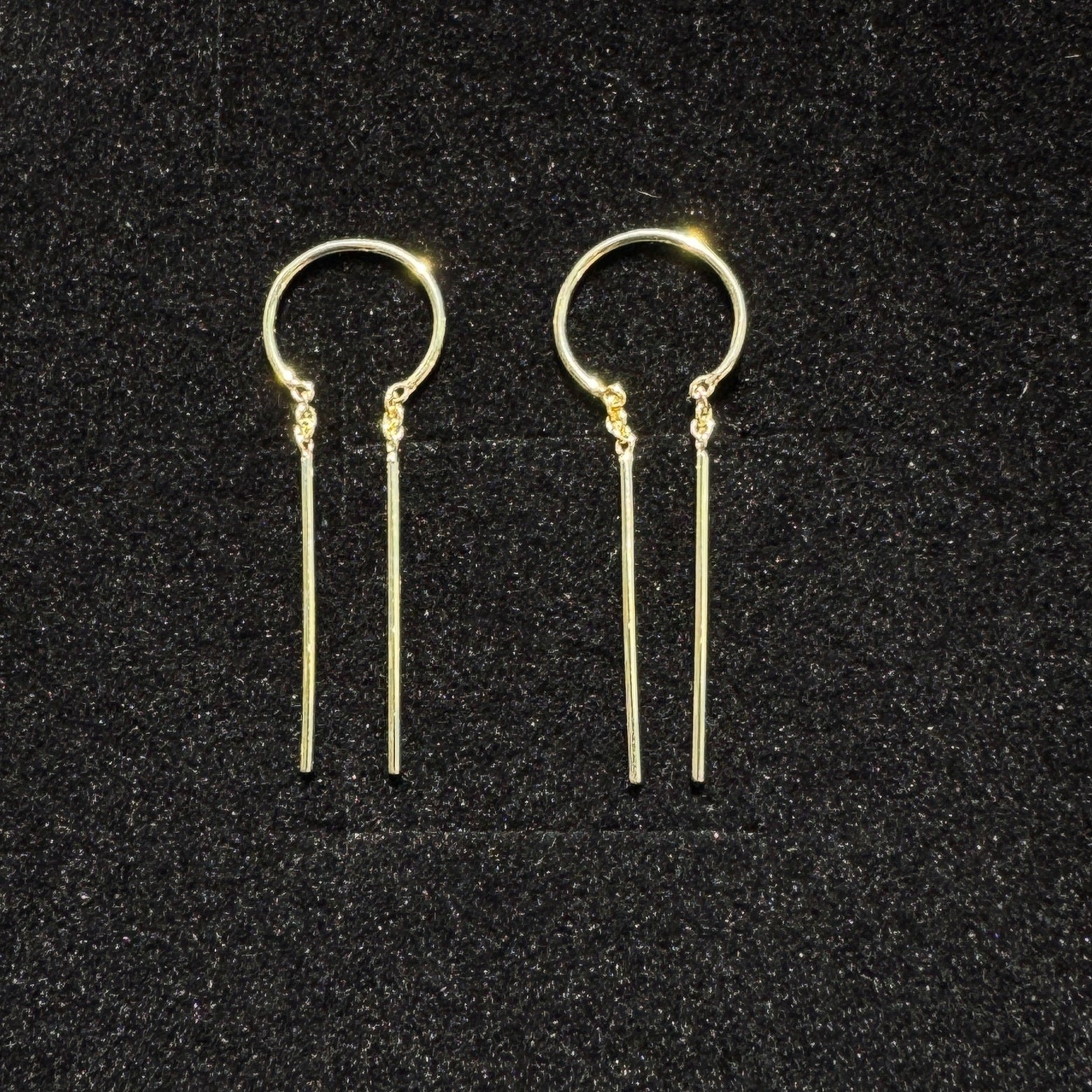 14k Yellow Gold 20 Gauge Threader Chime Custom Earrings, Pair
