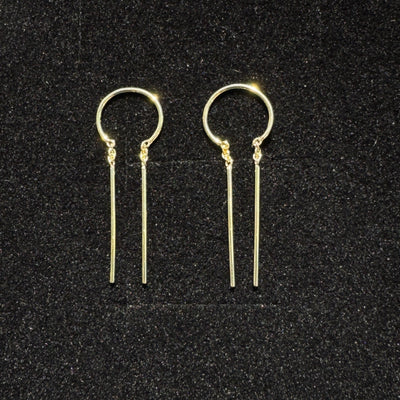 14k Yellow Gold 20 Gauge Threader Chime Custom Earrings, Pair