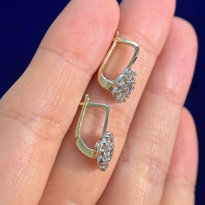 14k Yellow Gold USR-lock on 10k White Gold and 0.58ctw Champagne Round Diamonds Custom Replica of the Earring
