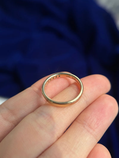 14k Yellow Gold Chanel Set 2mm Round Salt and Pepper Diamonds Custom Wedding Band