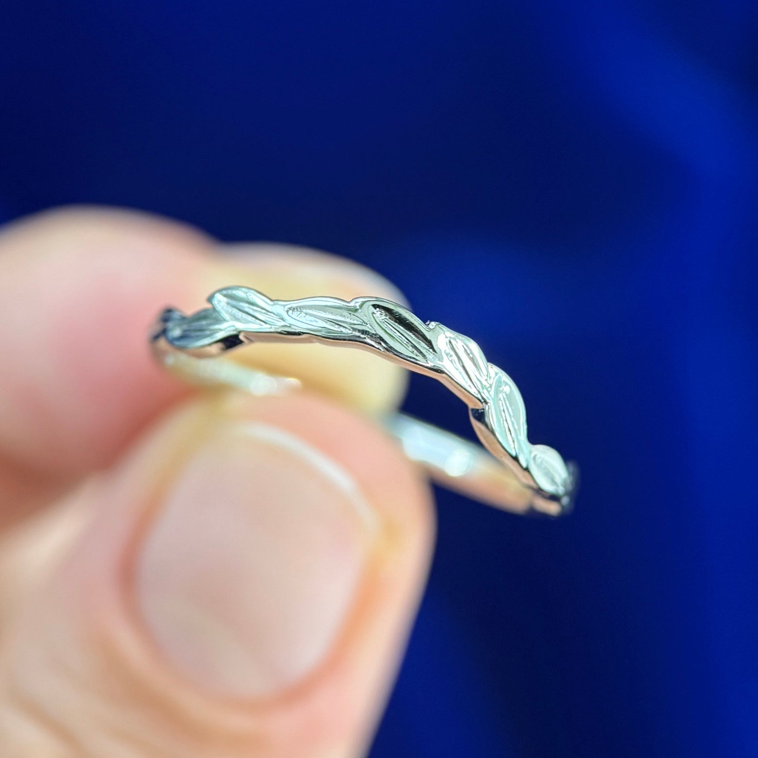 14k White Gold Matching Custom Band for Sapphire Cluster Ring, Size 7.5