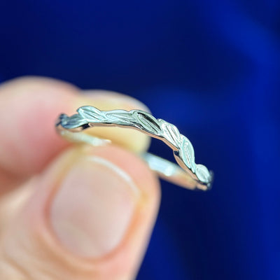 14k White Gold Matching Custom Band for Sapphire Cluster Ring, Size 7.5