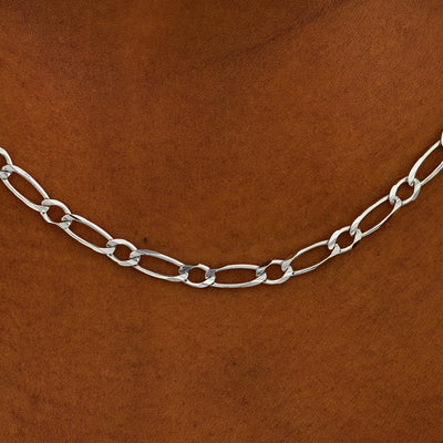 Close up view of a model's neck wearing a white gold One To One Chain