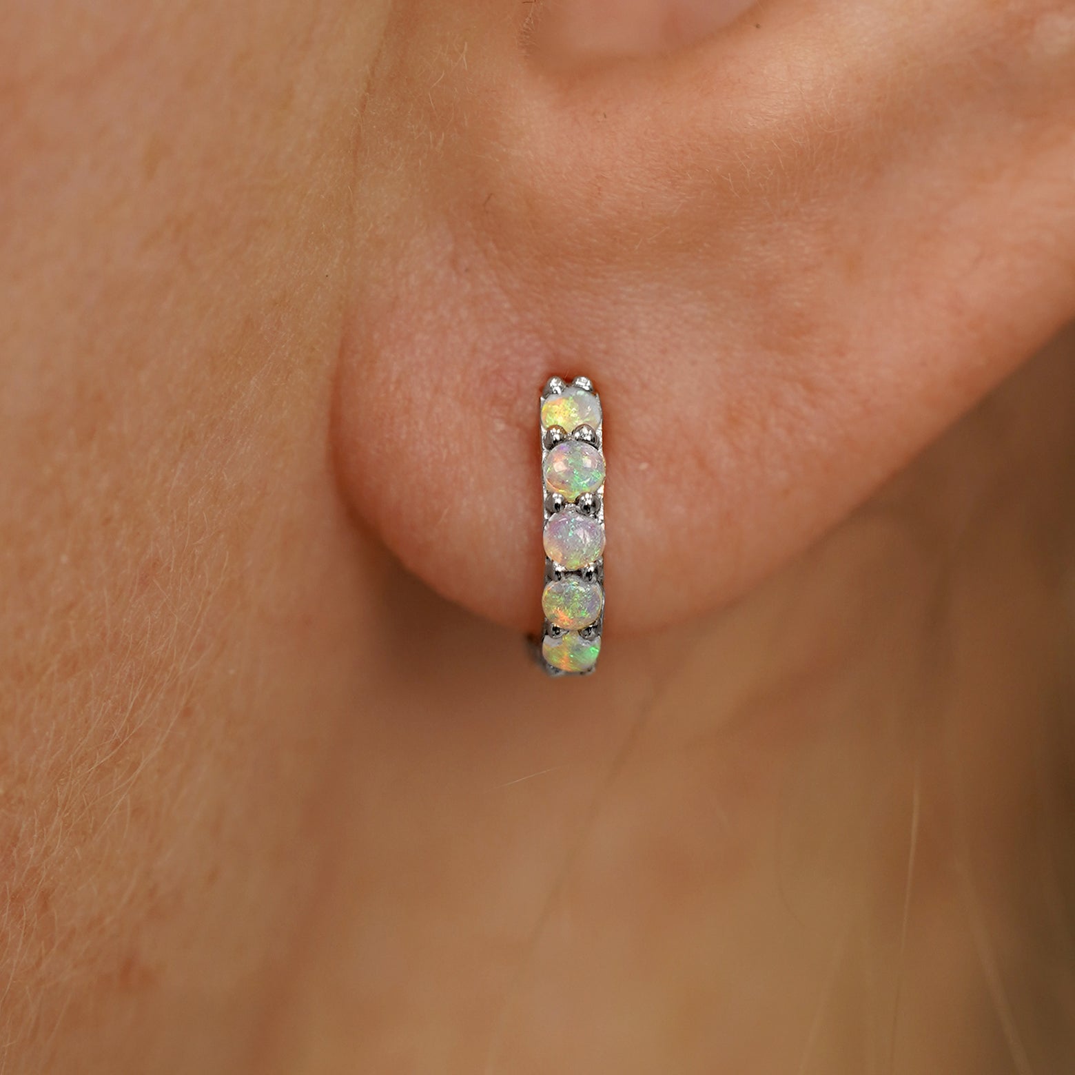 Opal Huggie Hoop