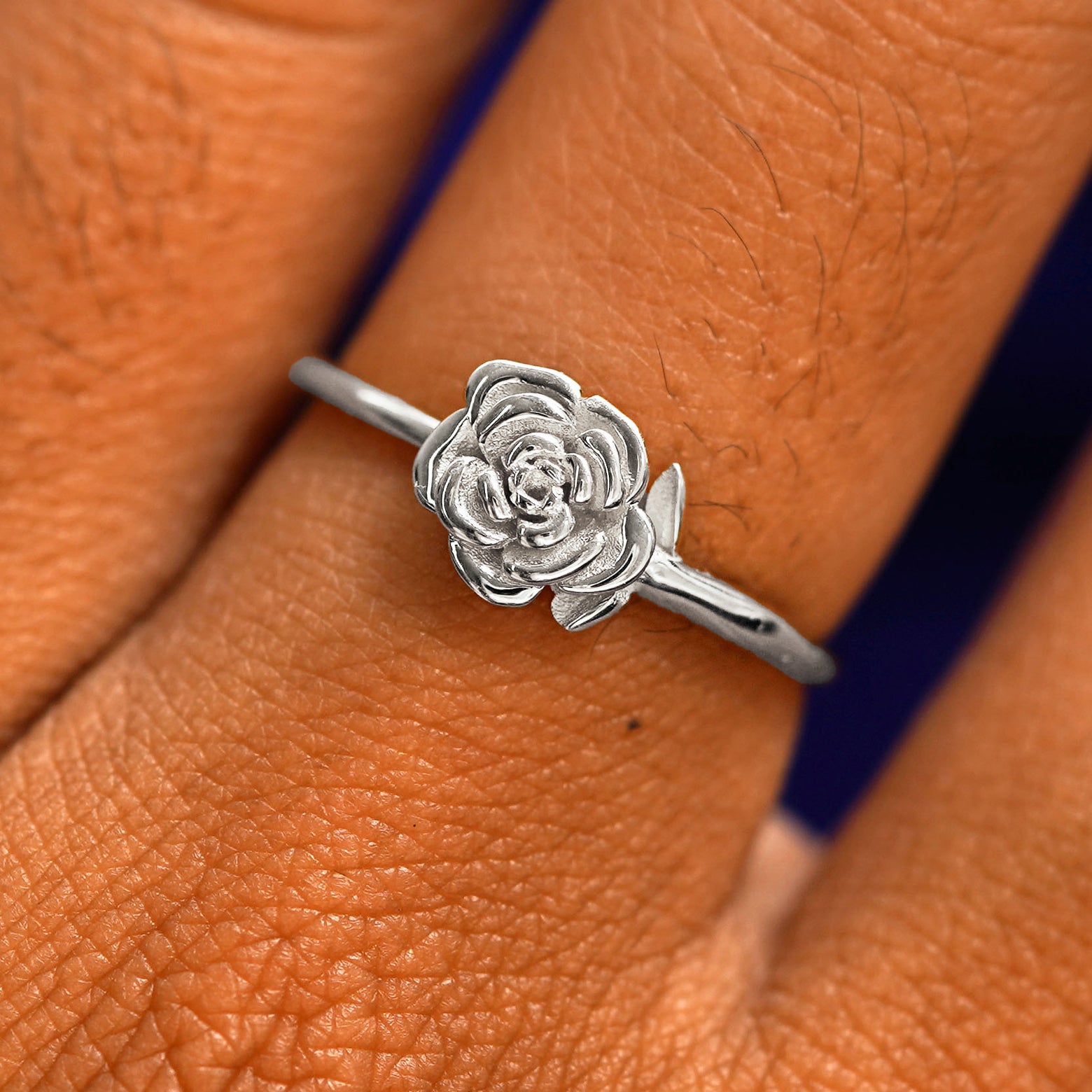 Single Long Stem Rose Ring Jinling Love Gold Rose Ring (natural