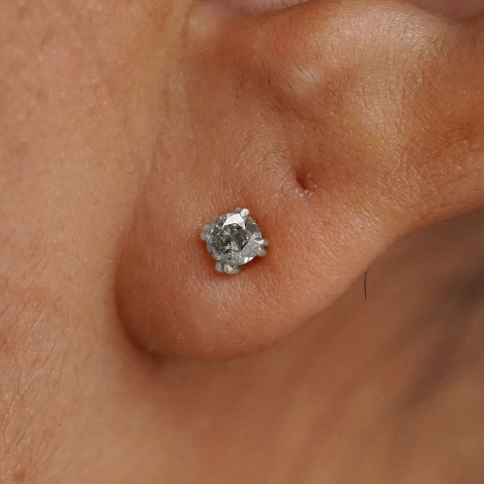 Salt and Pepper Diamond Earring