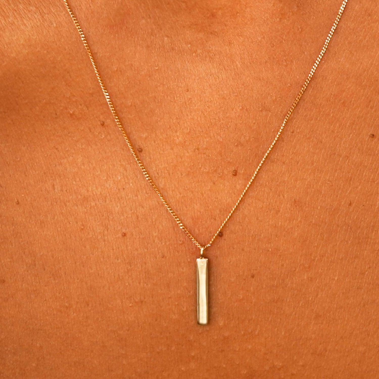 Automic Gold Bar Necklace Minimalist Sustainable Fine Jewelry