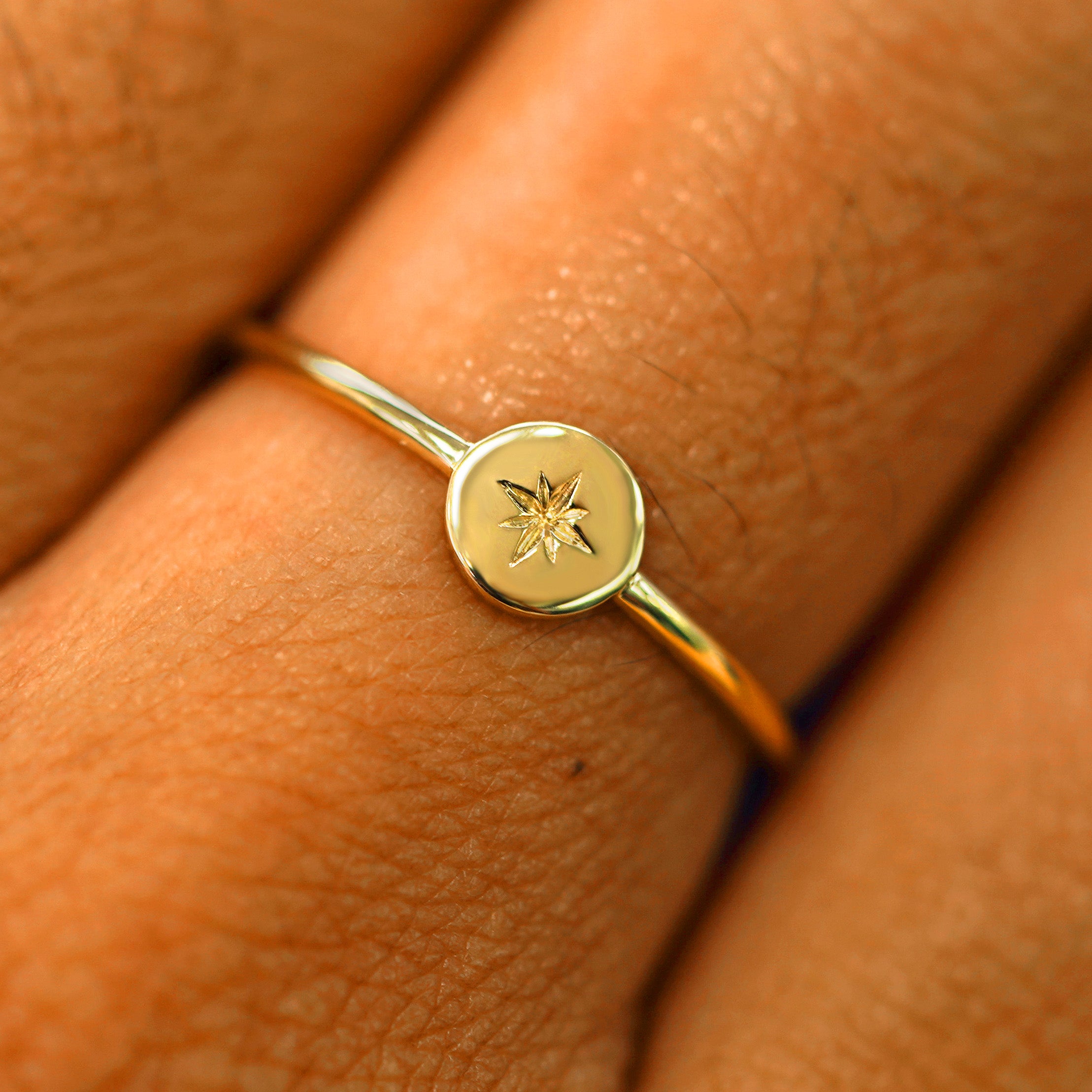 yellow-gold-engraved-star-ring