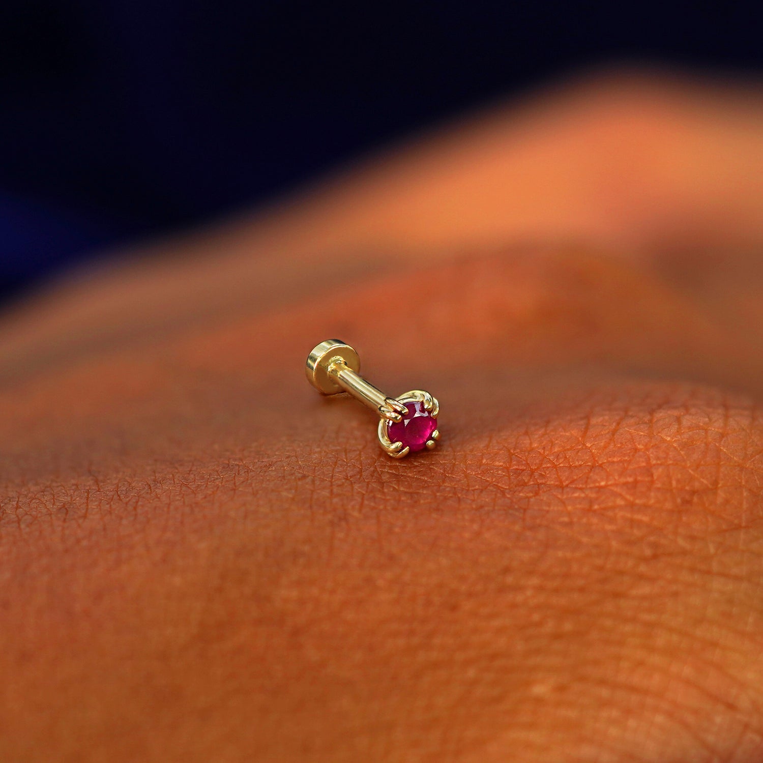Automic Gold Ruby Flatback Piercing Sustainable Fine Jewelry