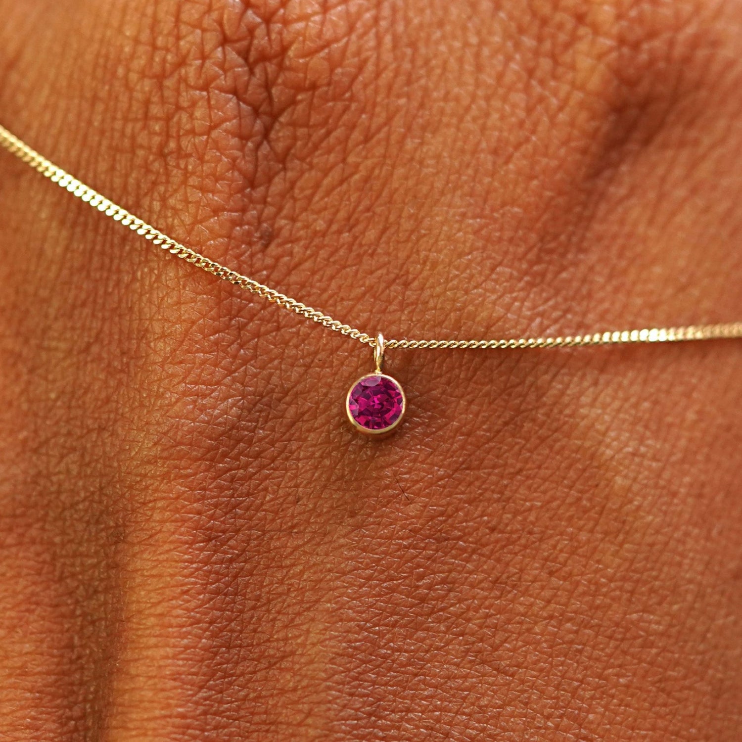 Automic Gold Ruby Necklace Minimalist Sustainable Fine Jewelry