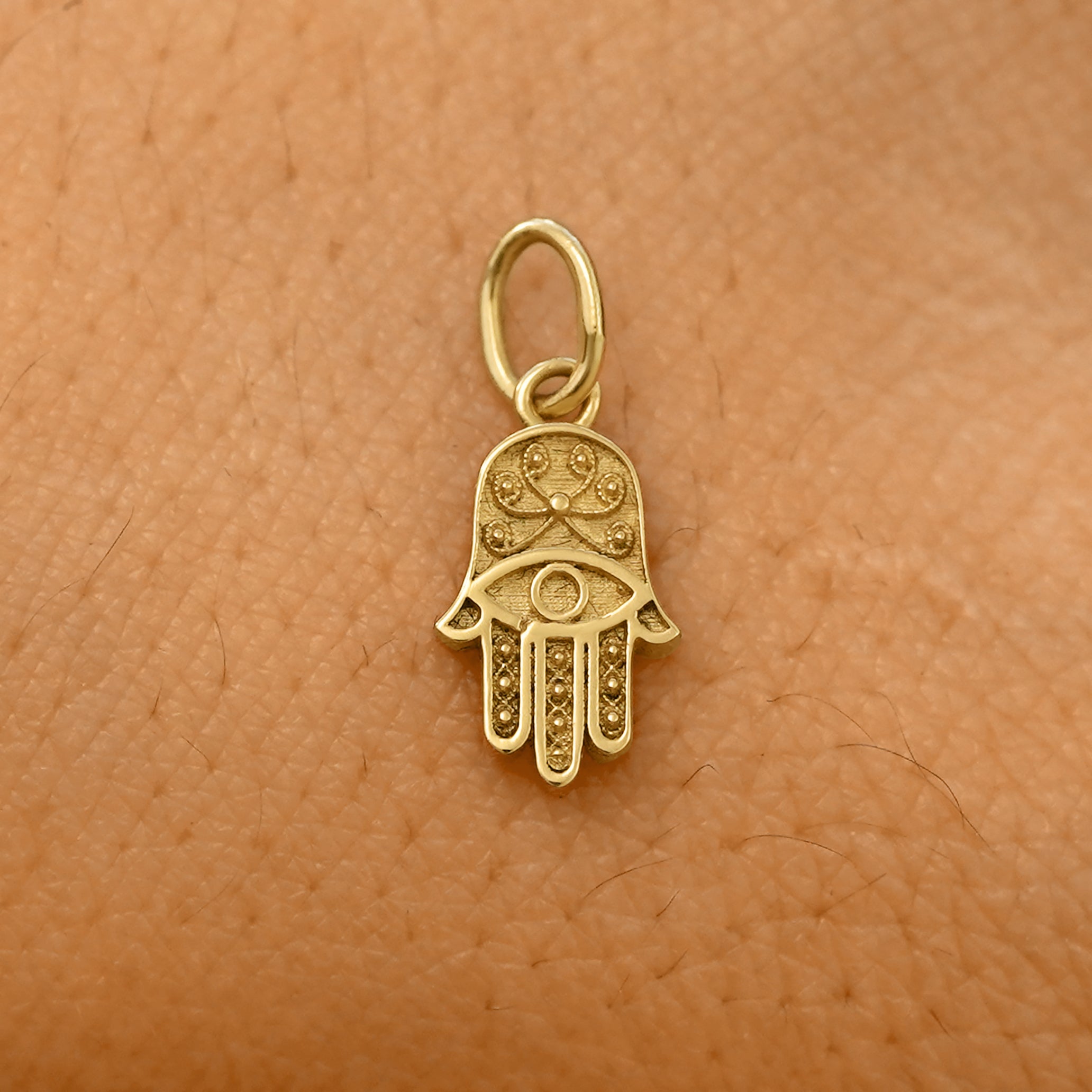 Automic Gold Hamsa Charm | Minimalist Sustainable Fine Jewelry