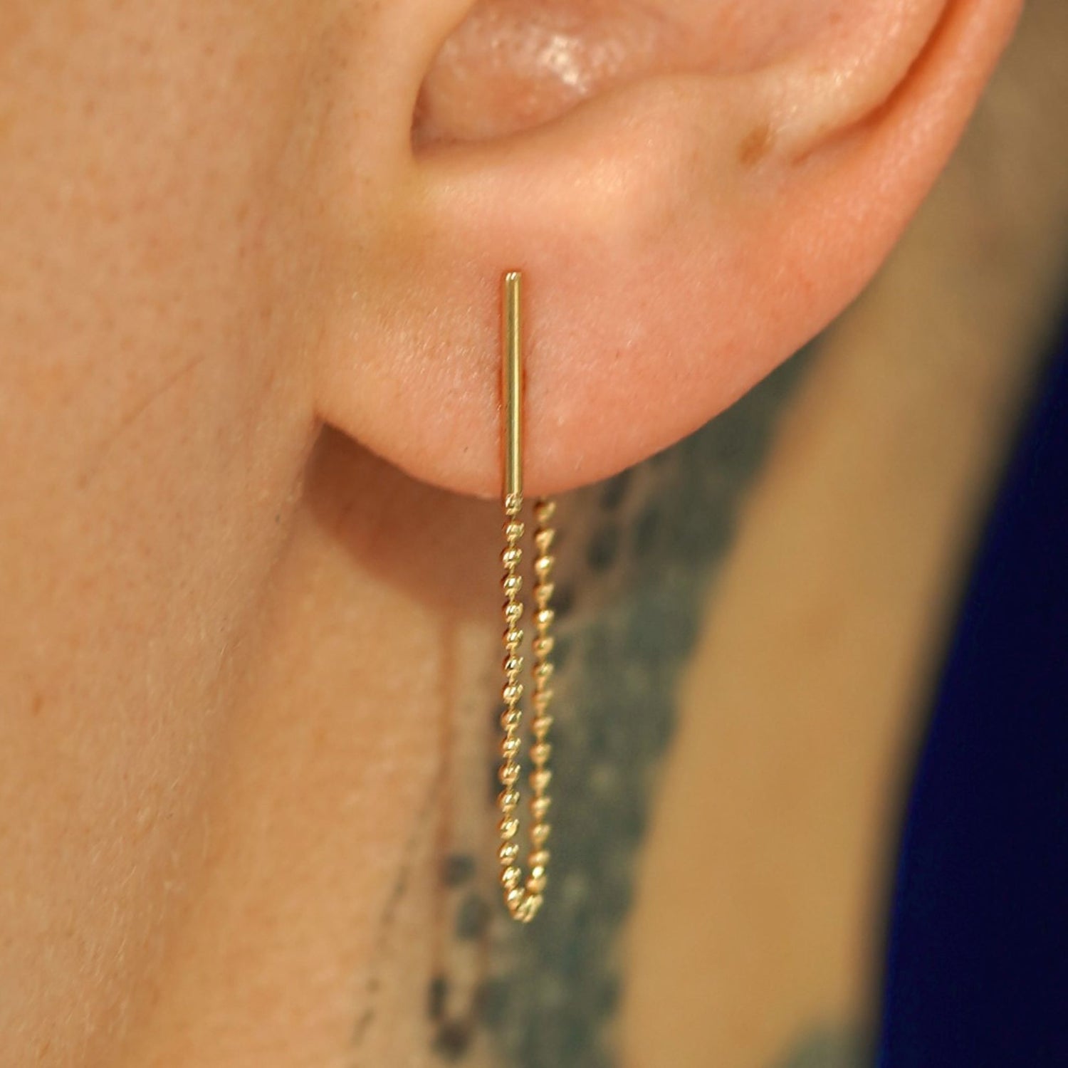 Automic Gold Line Dangle Earring Sustainable Fine Jewelry