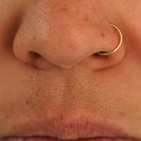 Automic Gold Nose Ring Hoop Minimalist Sustainable Fine Jewelry