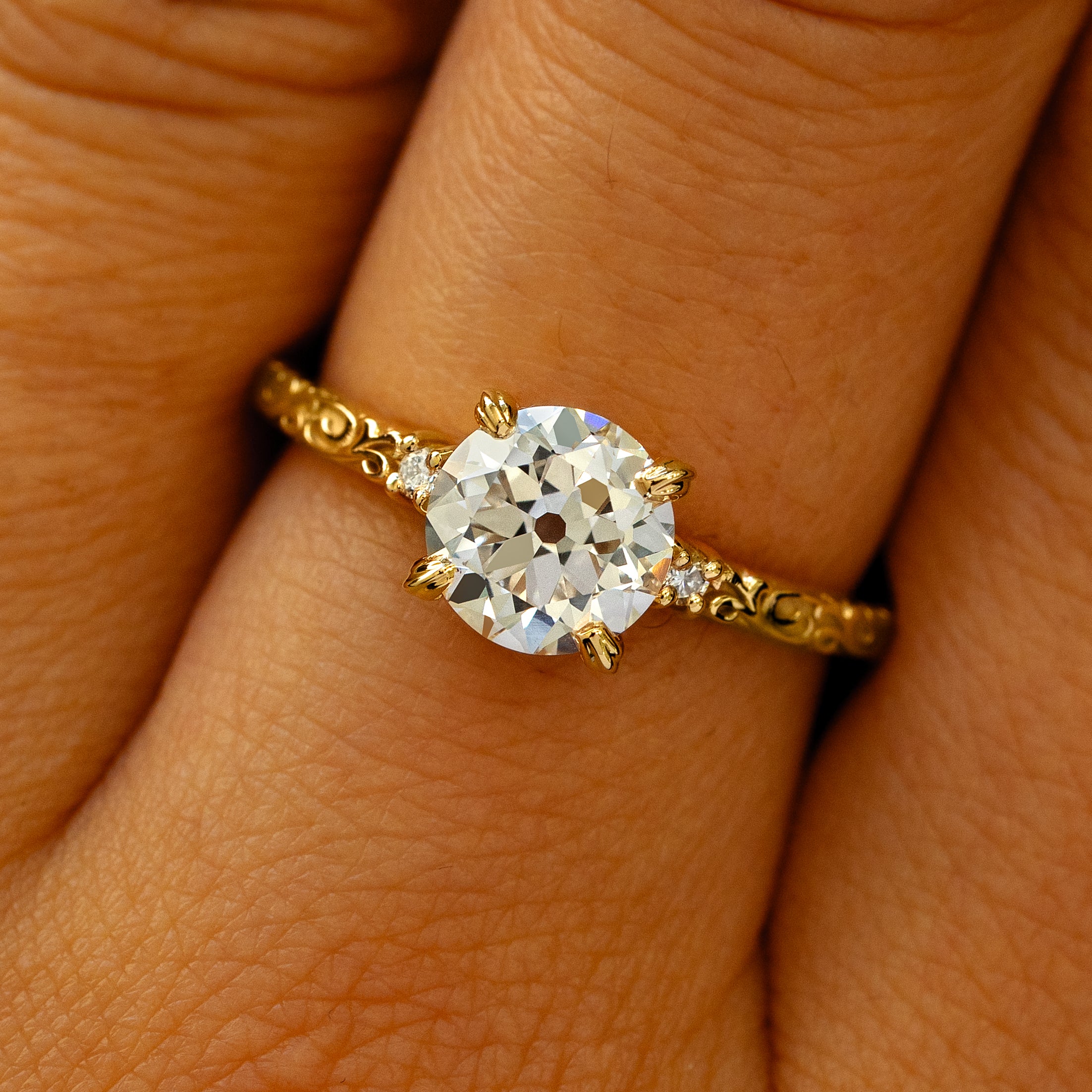 1.39ct Old Mine Cut Lab Diamond Filigree Ring – Automic Gold
