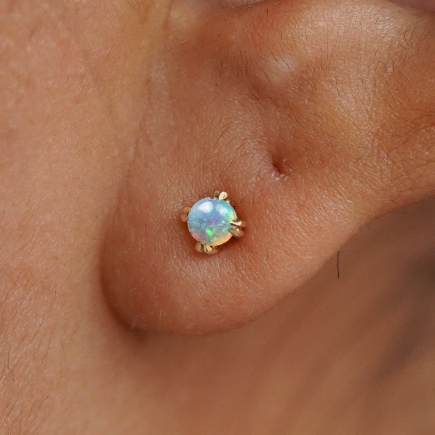 Automic Gold Opal Stud Minimalist Sustainable Fine Jewelry