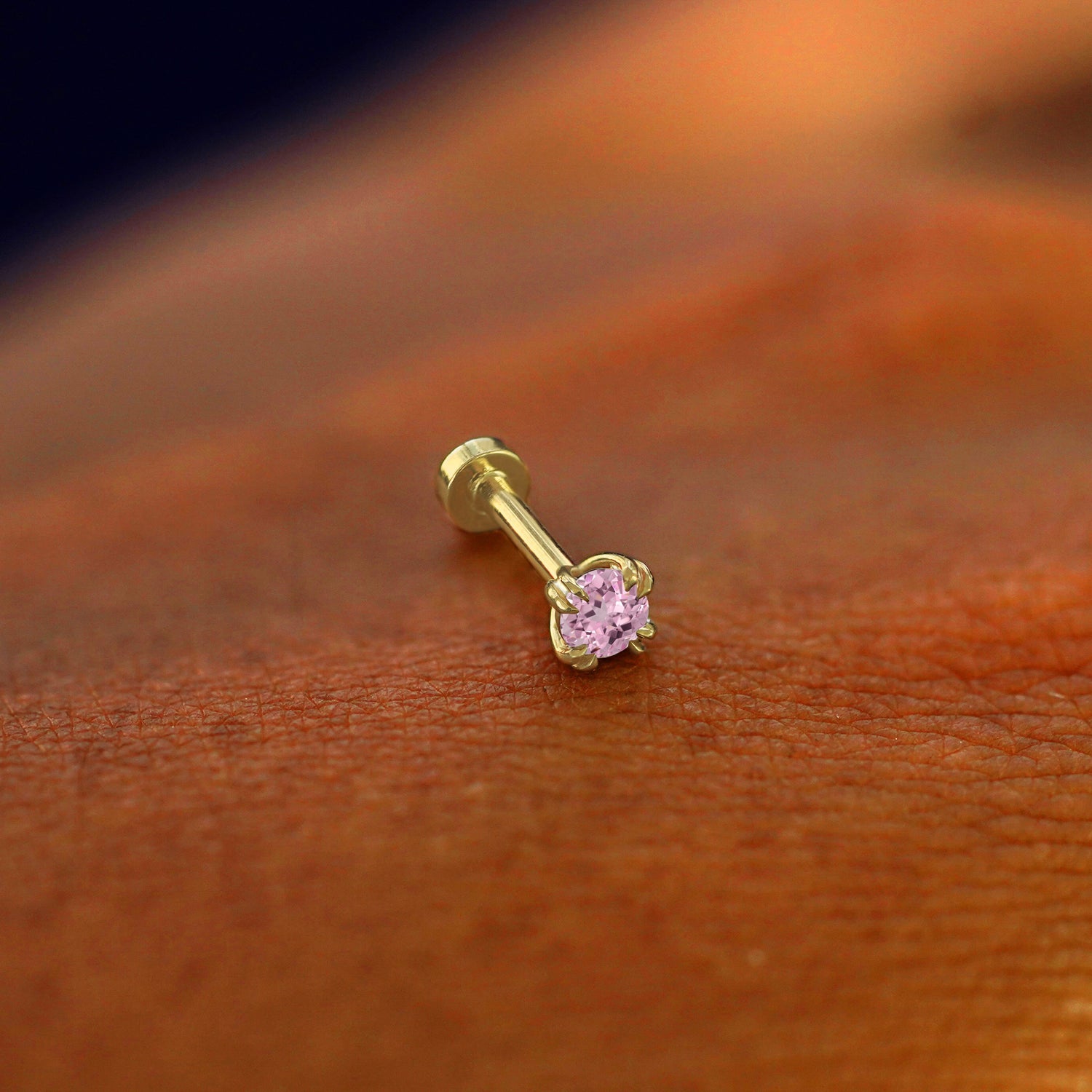 Automic Gold Pink Sapphire Flatback Piercing | Fine Jewelry