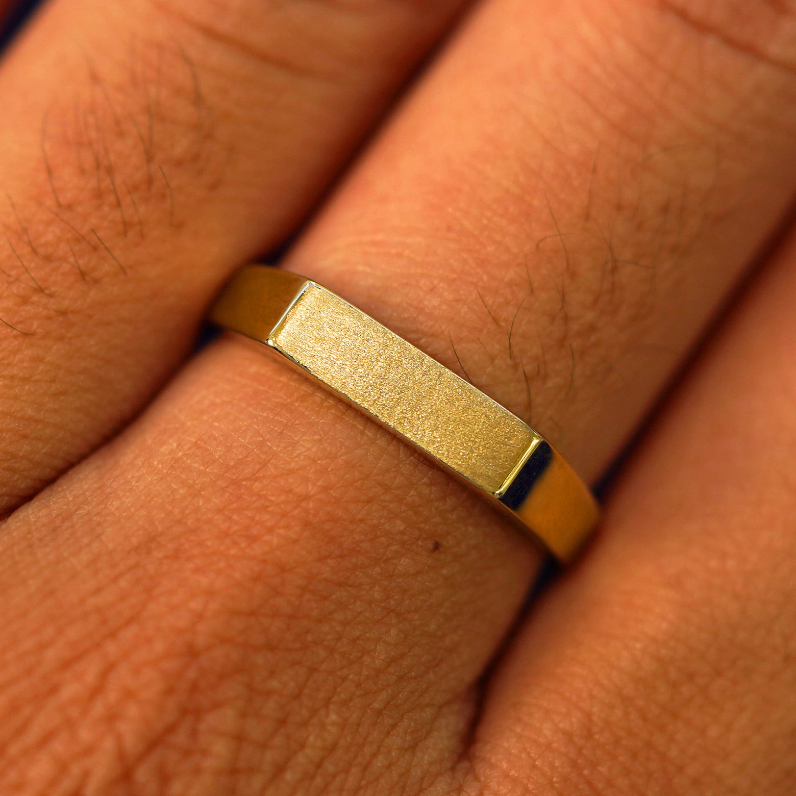Automic Gold Rectangular Signet Ring Sustainable Fine Jewelry