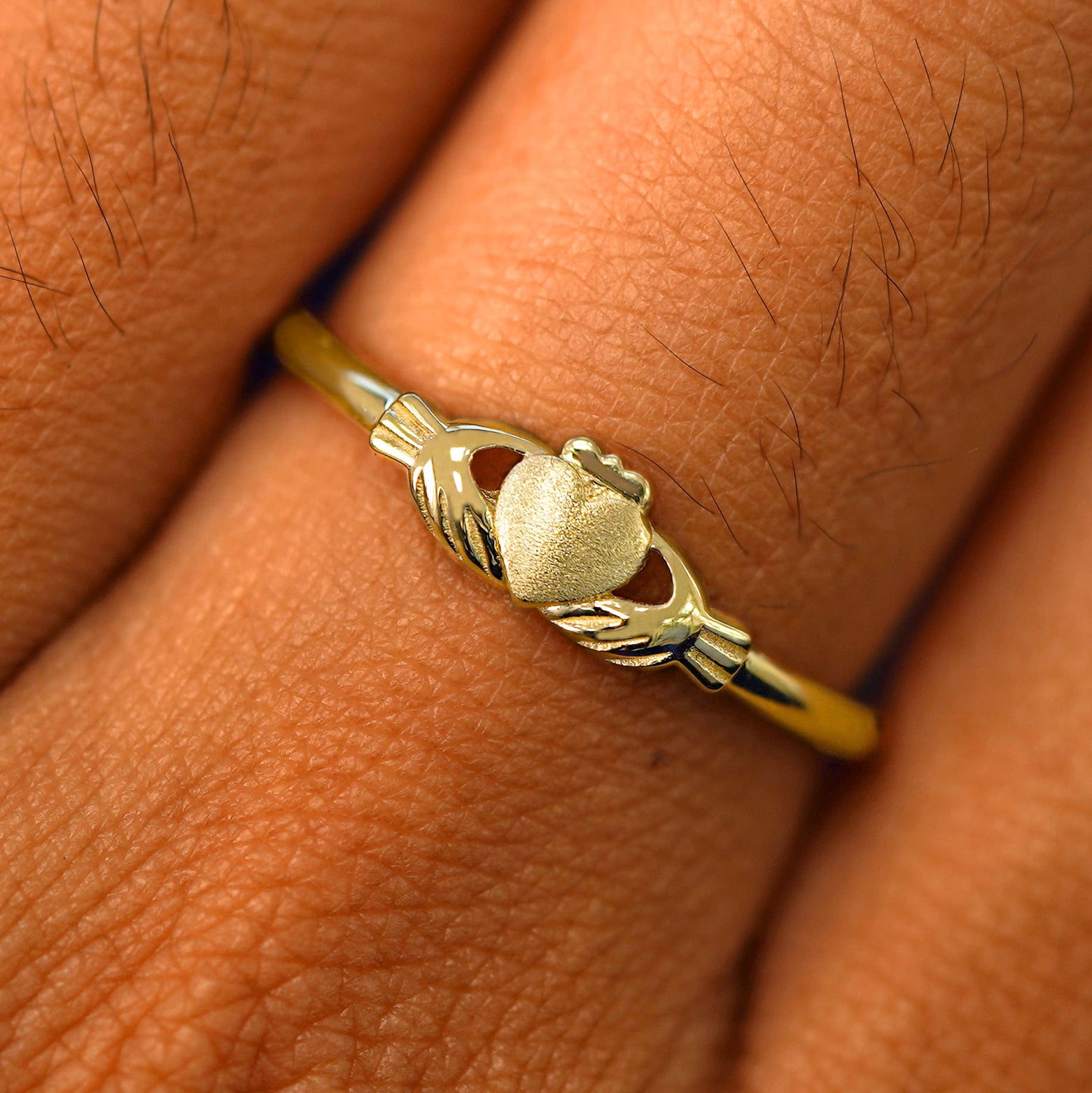 Automic Gold Claddagh Ring Minimal Sustainable Fine Jewelry