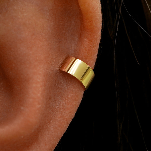 Automic Gold Wide Cuff Minimalist Sustainable Fine Jewelry