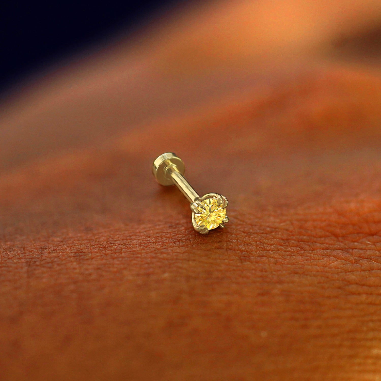 Automic Gold Yellow Lab Diamond Flatback Piercing | Fine Jewelry