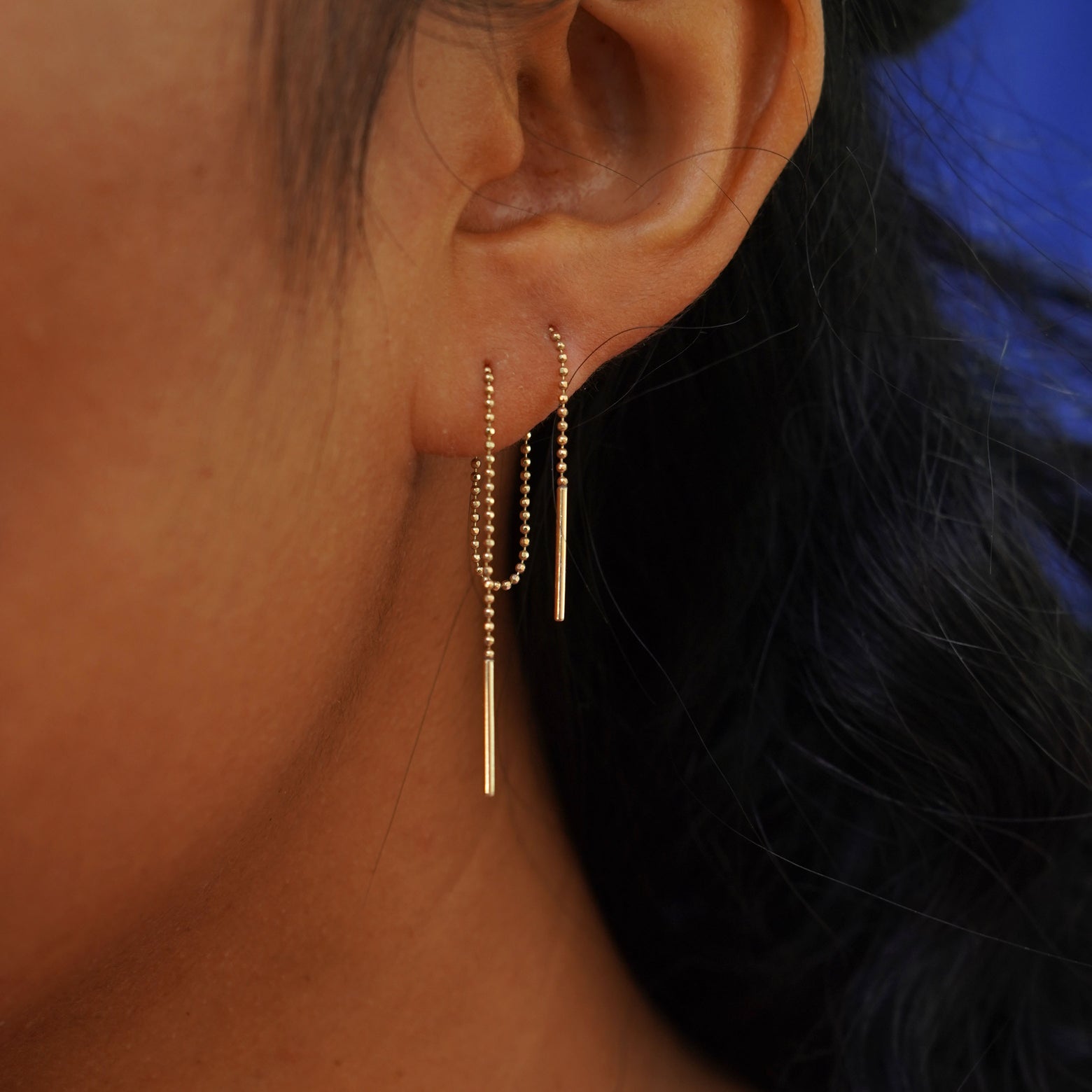 Automic Gold Threader Earring Sustainable Fine Jewelry